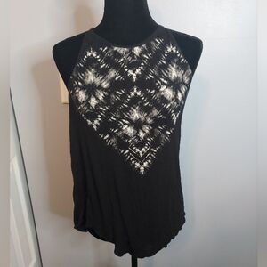 Mudd Black And White Abstract Size Medium Tank Top